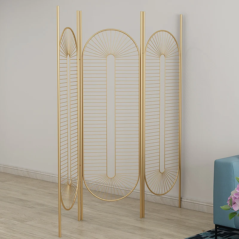 Custom push-pull commercial home gold iron screen movable partition wall