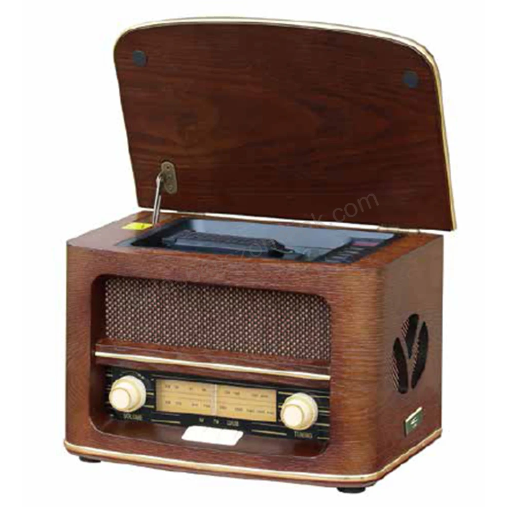 Nostalgic Wooden Mini Portail Bluetooth AM FM Radio with Pigtail Antenna