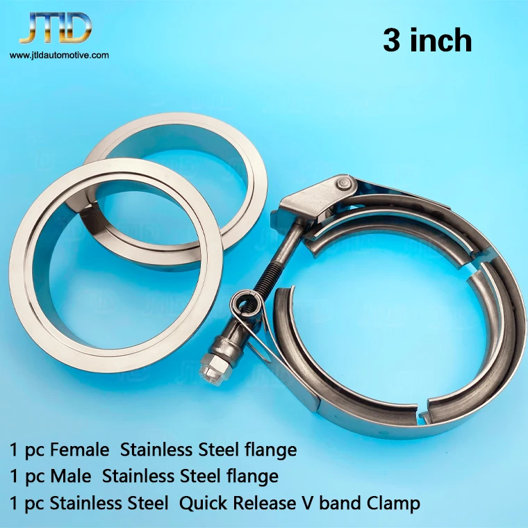 2 Flanges Stainless Steel CNC Billet 3 Inch V-Band Clamp 