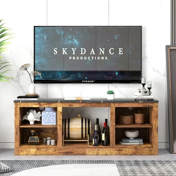 Ash Wood TV Stand Modern TV Console Storage Cabinet Media Entertainment Center for Living Room Furniture Homes Offices 78 INCH