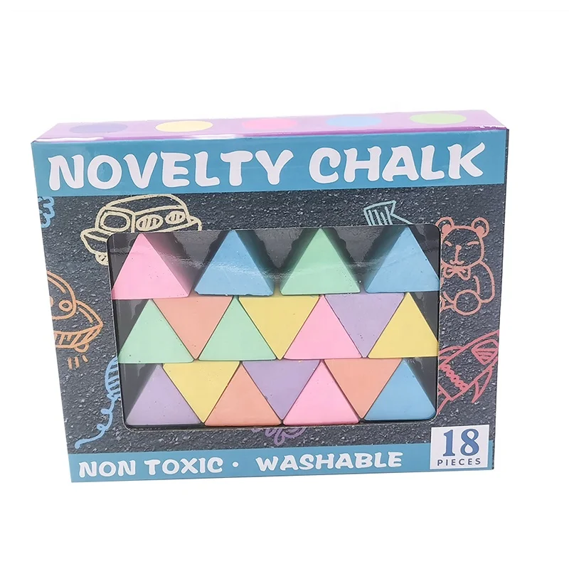 Educational Novelty 15 Pieces of Pyramid Shaped Chalk Non Toxic Triangle Sidewalk for Kids