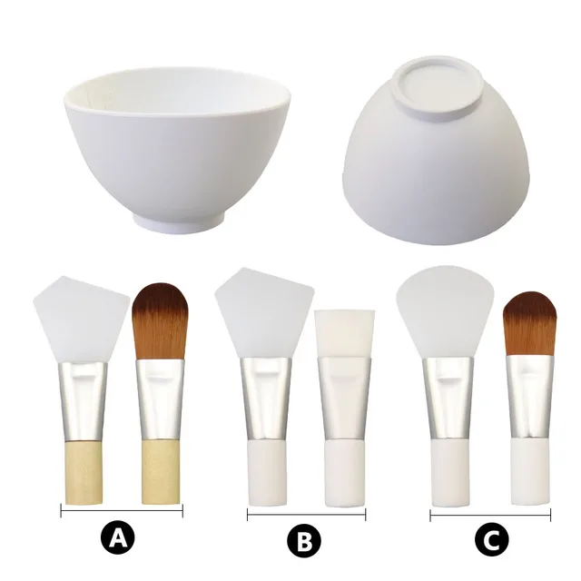 Sample Available Wholesale Small Cosmetic Bamboo Facial Skincare Mask Mixing Bowl Sets 3 pack with Bowl Mask Brush