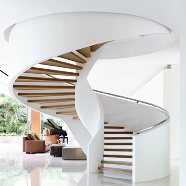 AU Modern Arc Staircase Interiors Double Stringer Arc Stairs Staircase Indoor  Curved Stairs