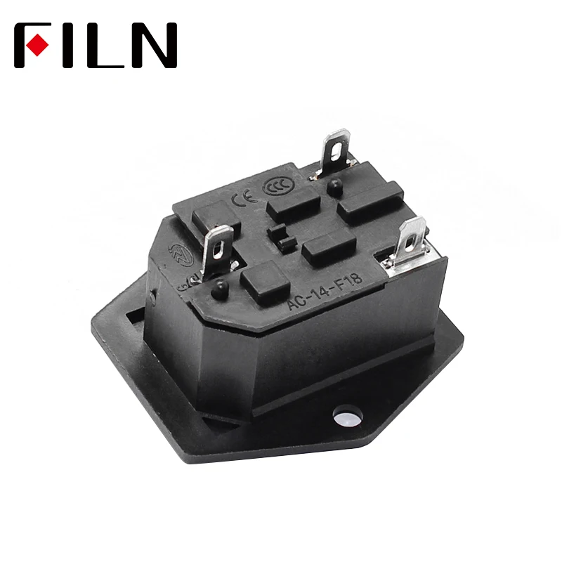 3 Pin Iec320 C14 Inlet Connector Plug Power Socket with 220v Red Lamp Rocker Switch 10A Fuse Holder Socket