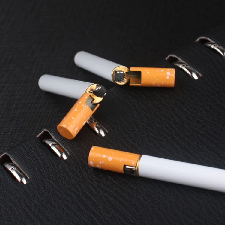cigarette shaped butane lighter New Cigarette Shape Mini Metal Creative Grinding Wheel Inflatable Lighter  Fashion Cigarette Lighter