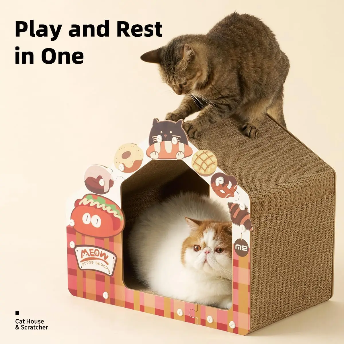 Foldable Cat Scratching Cardboard Lounge Bed Detachable Cat Scratcher