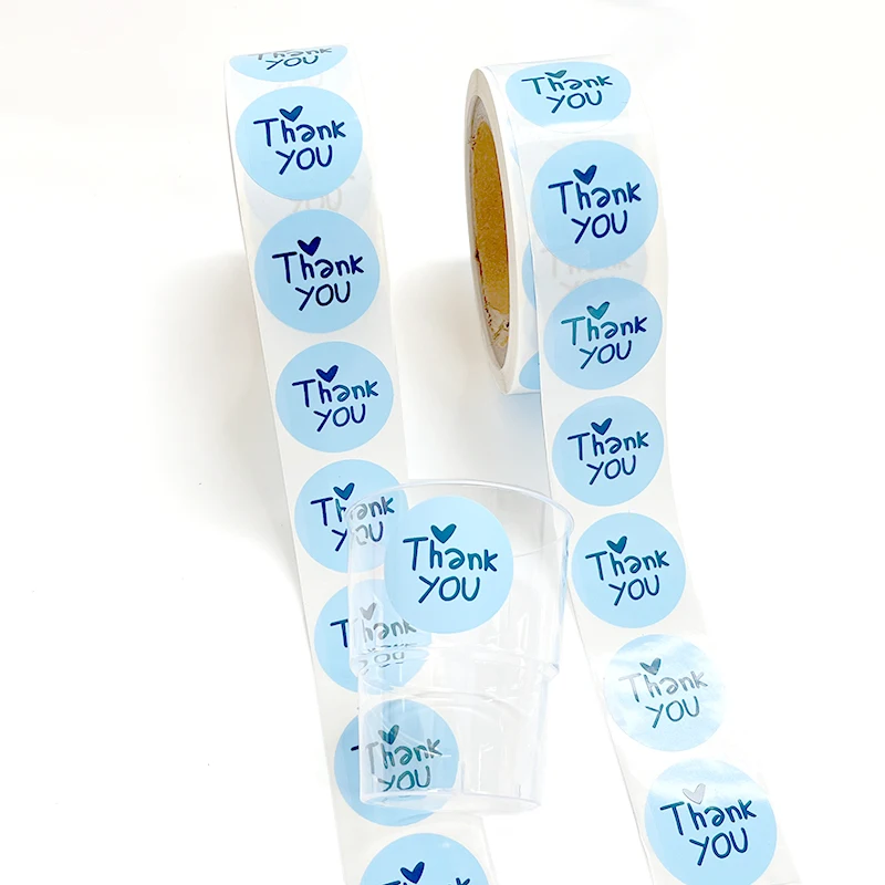 High Quality Waterproof Thank You Jar Sticker Packaging Transparent Waterproof Material Label Custom Logo Stickers Sheet