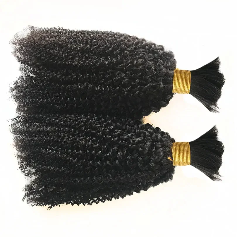 Mongolian Afro Curly Human Hair Bulk For Braiding No Weft Remy Human Hair Bulk 1/2/3 Bundles_voghion.com