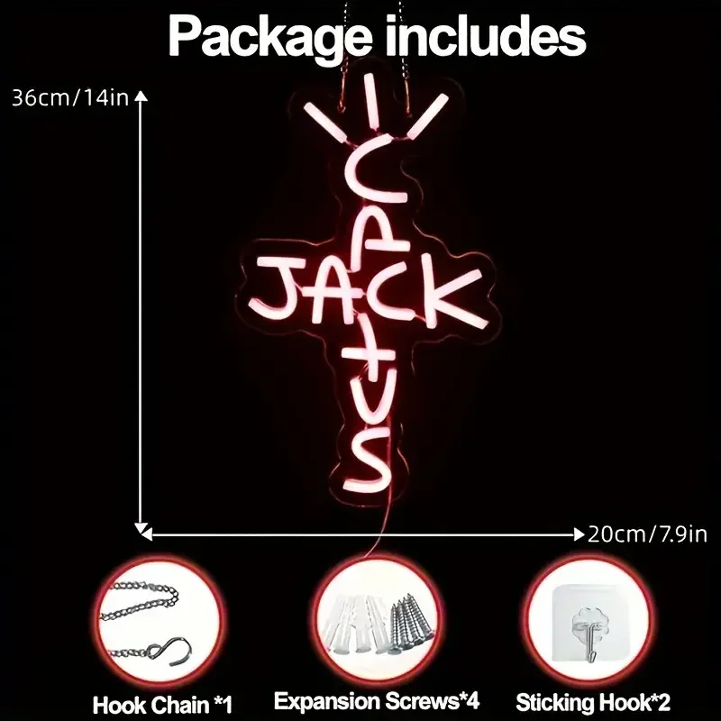 Cactus Jack Neon Sign - Personalized Custom LED Neon Light for Bar Party  Concert Wall Decor - Rich Color LED Neon Sign