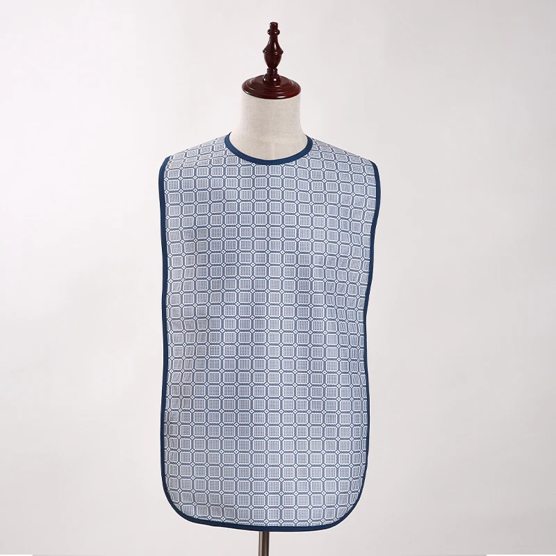 Adult Bib Clothing Protector With Waterproof Vinyl Backing & Optional Crumb Catcher factory