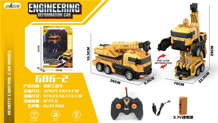 New Fashion RC Deformation Engineering Vehicle 2 in 1 Remote Control Toys Gifts