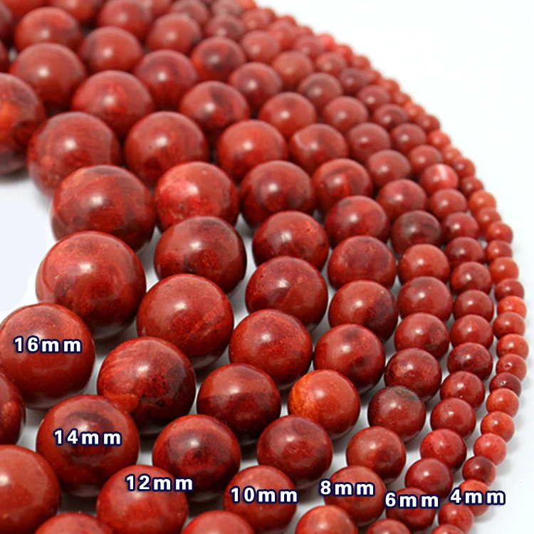 6-14mm Red Coral Color Shell Pearl Round Tower Beads Necklace Earrings Set 