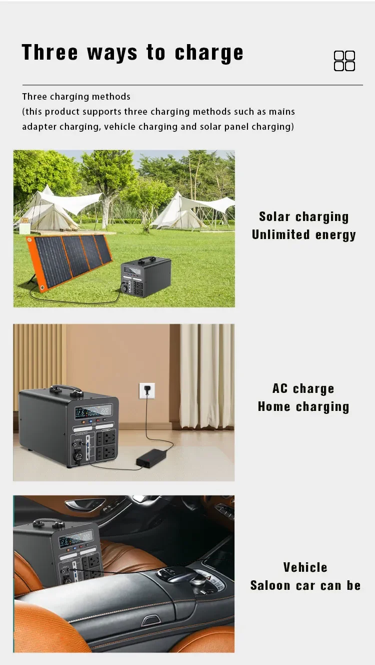 1000W Portable Power Station For Camping Household Solar Energy Storage Power Supply