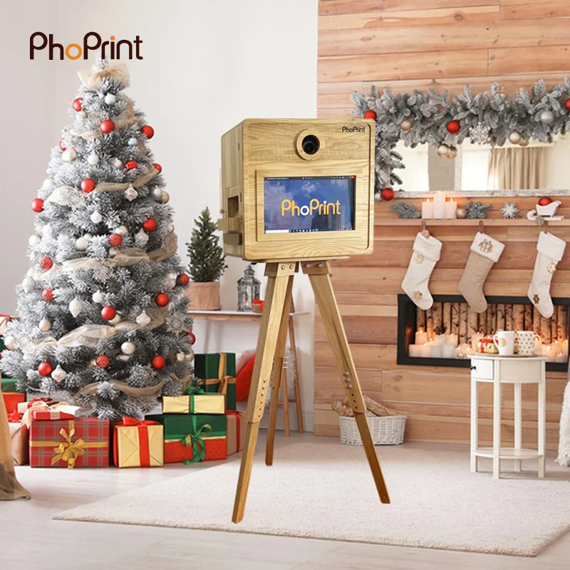 Phoprint Interactive Selfie Portable Dslr Wooden Vintage Photo Booth for Wedding and Party