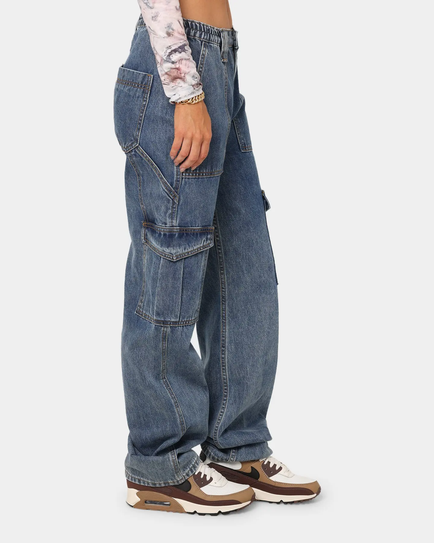 Custom Vintage High Waist Y2k Denim Pants Pockets Denim Jeans Femmes Cargo Women's Pants Women Jeans