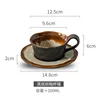 Brown glaze cup and saucer-black background-200