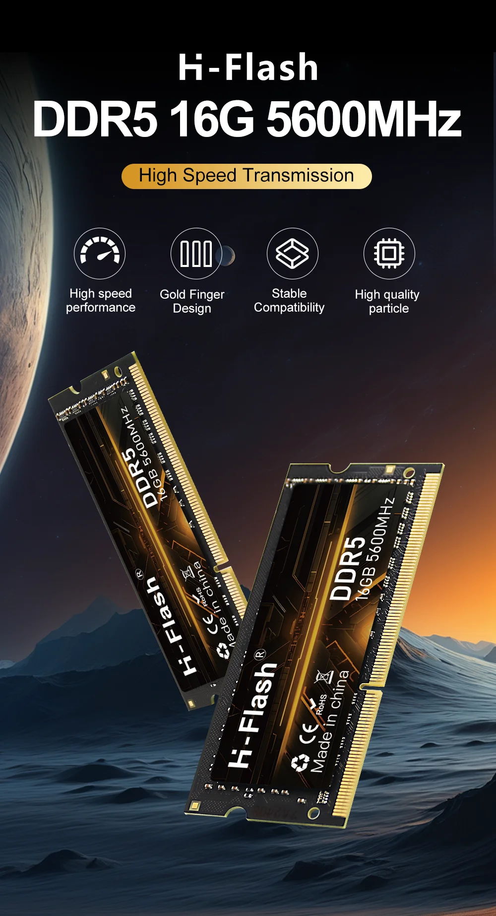 H-Flash DDR5 Memory: 8GB, 16GB, 32GB, 4800-5600MHz RAM for Laptops