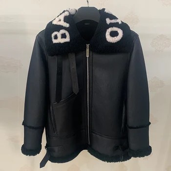Original sheep fur integrated men's fur coat winter large B3 suit leather coat