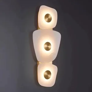 High-End Natural Marble Copper Spanish Light Wall Lamp for Luxury Living Room Corridor Bedroom Home Office Background Wall