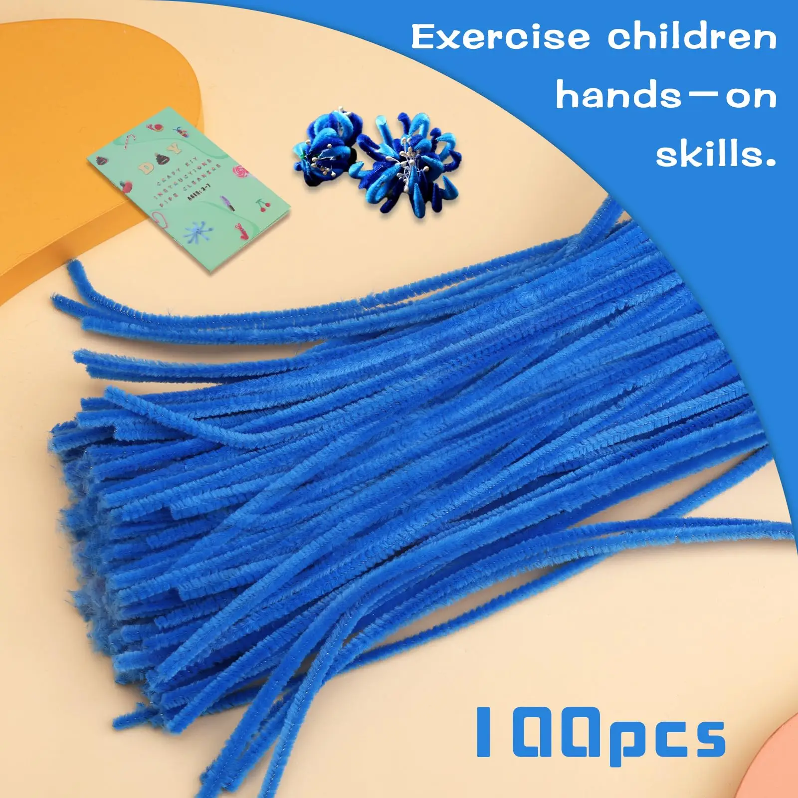 100 Pieces Pipe Chenille Stem Pipe Cleaners Craft Fuzzy Sticks Craft ...