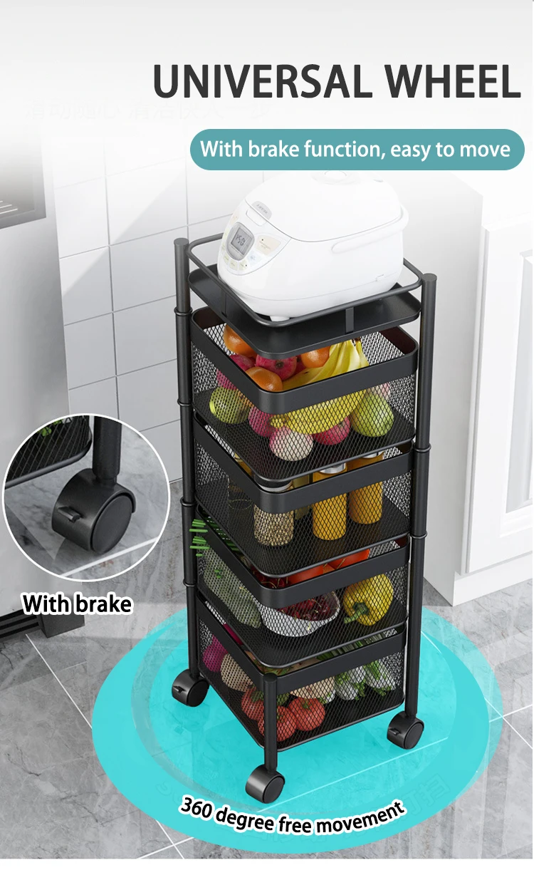 Multi Tier Rotating 360 Degree Rotating Square Shelf Stainless Steel