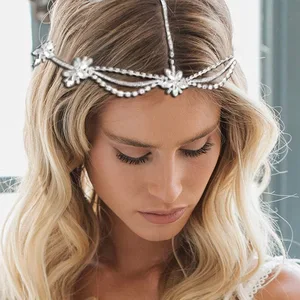 Vintage Forehead Chain Headpiece for Women Hair Tiara Headbands Decoration Wedding Accessories Brides Jewelry Gift