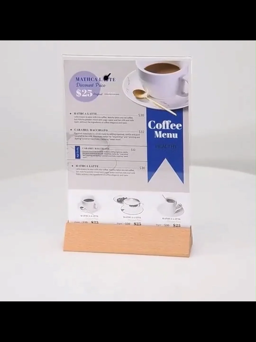 L Shape Slanted Free Sample Cafe Tabletop Acrylic Display Holder A4 A5 ...