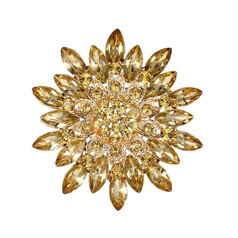 Factory Directly Sale Assorted Colors Marquise Crystal Rhinestones Flower Brooches for Women or Wedding Decoration