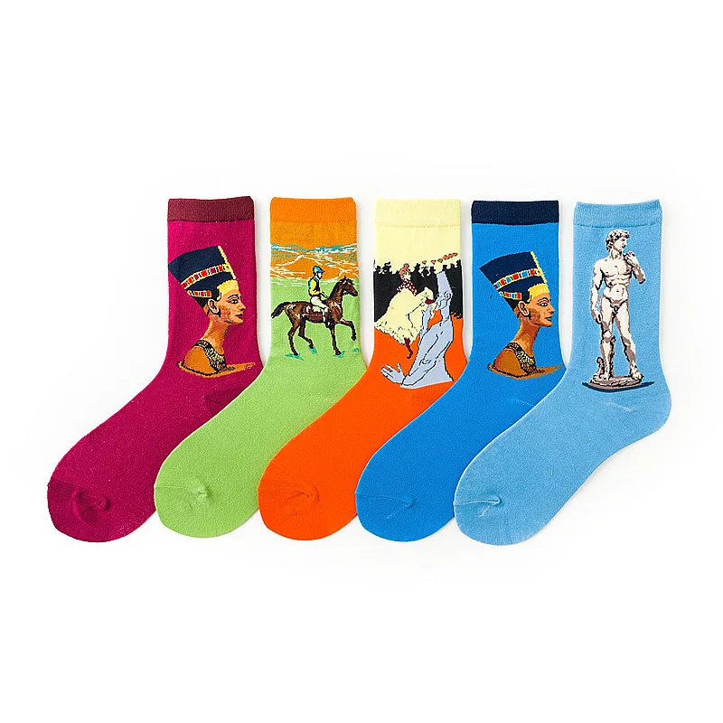Wholesale Art Cartoon Assorted Colorful Hot Sox Men's Artist Series Crew Cotton  Custom Socks