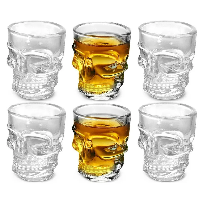 50ml Skull Head Empty clear Small Skull Shot Glass Cups Glass Liquor Spirits Wine Tequila Glass Cups