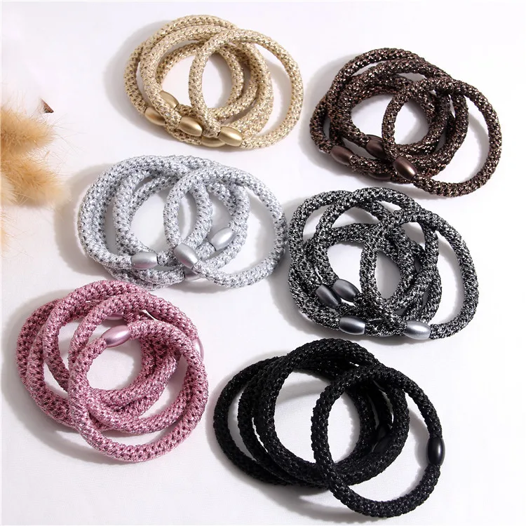 6mm Trendy Glitter Plait Elastic Hair Rubber Bands Braided Hair
