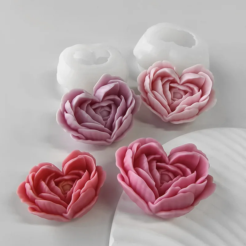 Heart Flower DIY Handmade Soap & Gel Gypsum Candle Silicone Mold Rose Aromatherapy for Cake Tools Rose Mold supplier