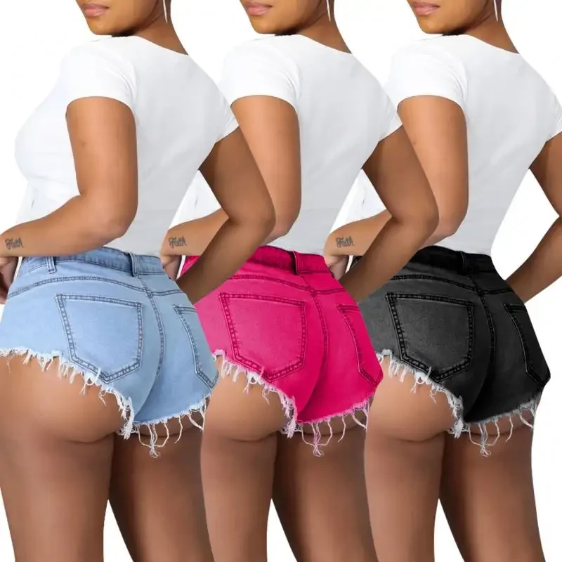 Overstock Leftover Clothing Branded Labels Womens Stretchy Denim Shorts Lady Sexy Summer Mini Jean Cut up Shorts details