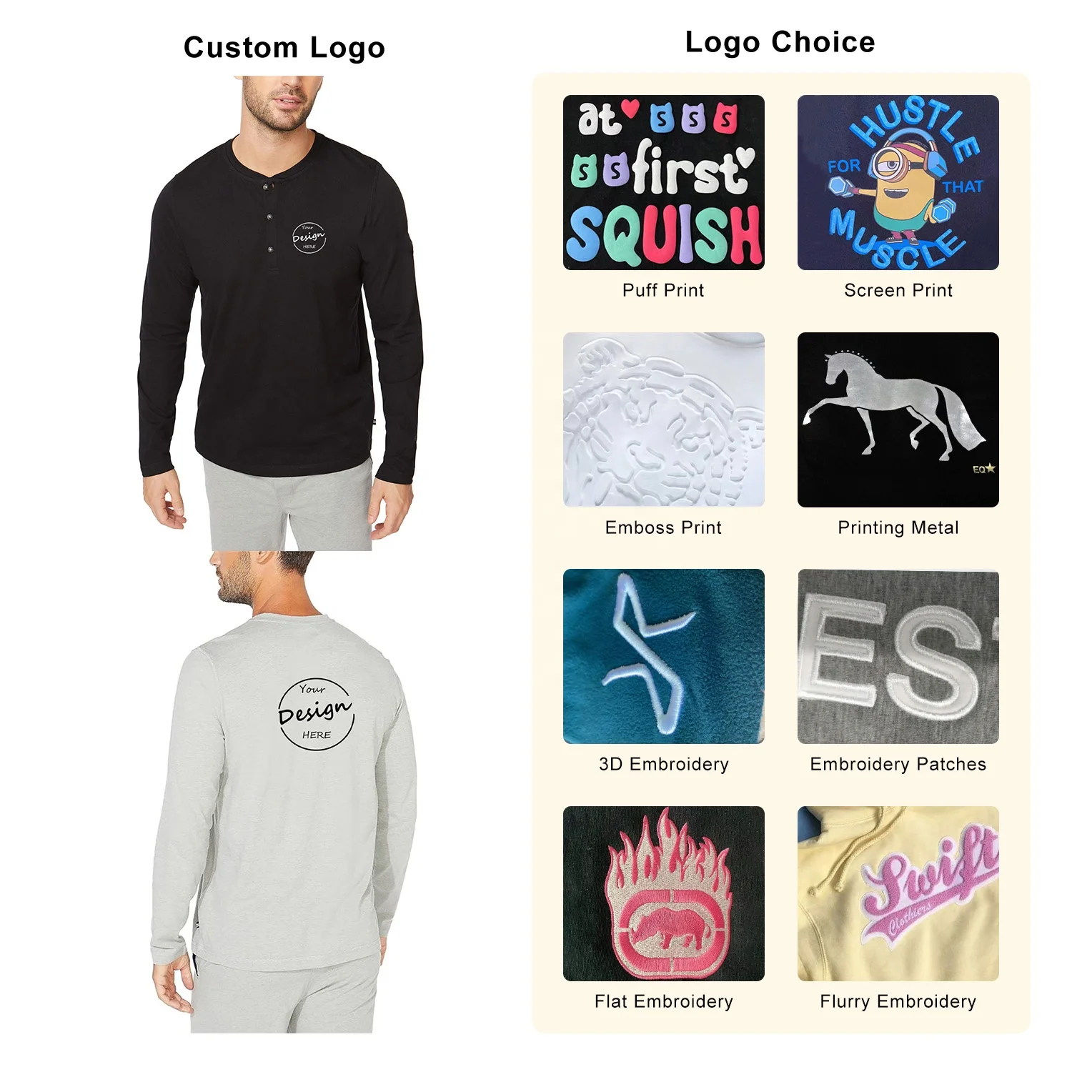 JL1107A Men’s Henley Shirts Causal Heavyweight Comfortable Shirt Long Sleeve Button up T-shirt Tops for Men