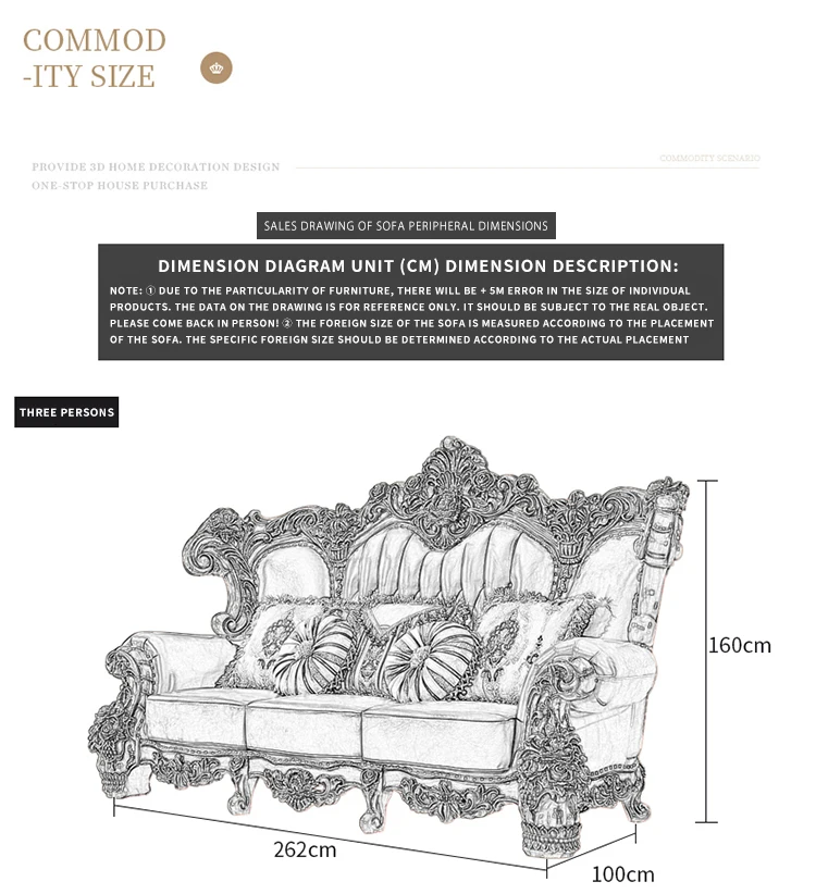 Luxurious Europe Type Solid Wood Couch Living Room Sofa With Carved