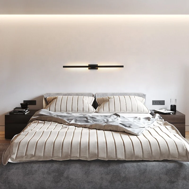 Modern Simple Linear Tube LED Wall Lamp up Down Background Opposite Wall Light LED Bedside Foyer Corridor Black Gold LED Sconce