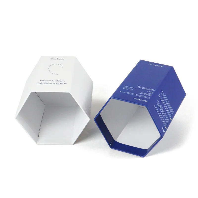 Eco-Friendly Biodegradable Hexagon Shape Paper Box Personalized Cajas for Health Care Products with Sponge Liner Matt Lamination