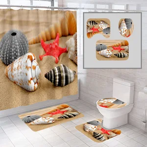 Fashion Wholesale Waterproof Non-slip Custom Shower Curtains Bathroom Sets With Shower Curtain and Rugs