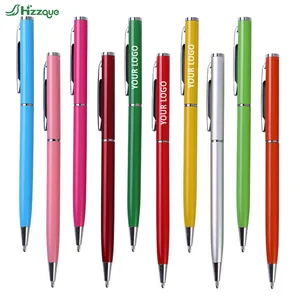 Custom Ball Pen Luxury Multicolor Promotional Metal Twist Slim Ballpoint Pen Writing Smooth Pen With Logo