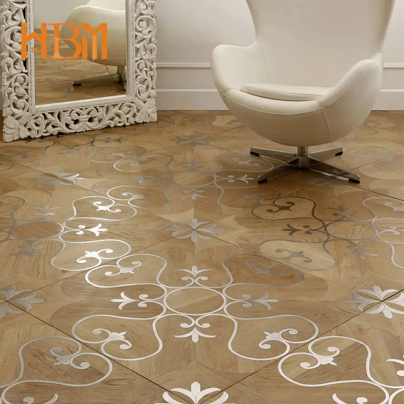 Modern Laminate Wooden Floor Waterproof Metal Inlay Parquet Oak ...