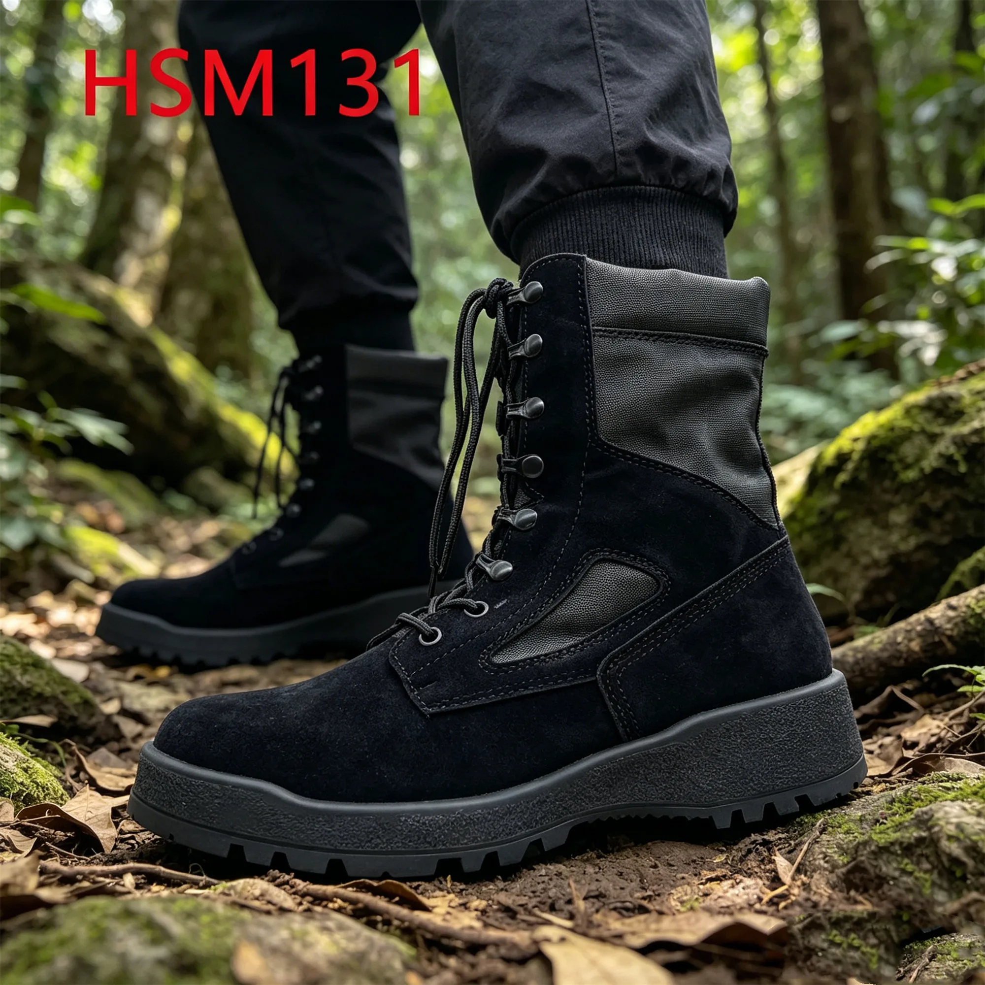ZYF,Mountain Hiking Two Color Rubber Sole Classic Belleville Combat Boots Rip Stop Natural Suede Leather Fighting Boots HSM131