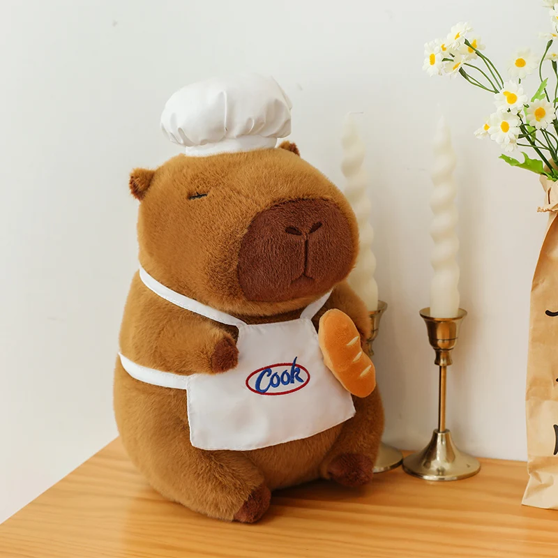 Chef Capybara Plush Toy in Various Sizes Gift Selection Fabric Soft Children's Companion Doll