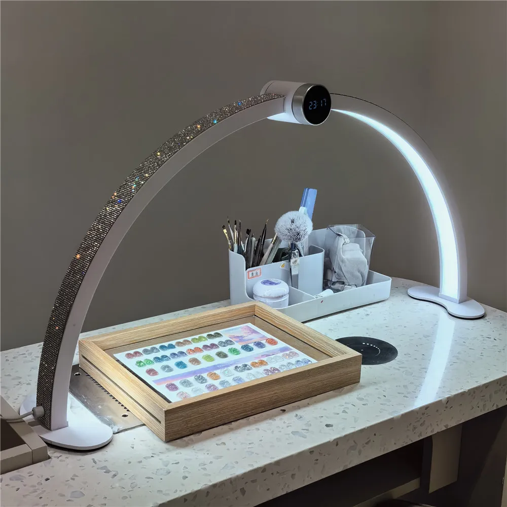 Multi Models Shadowless OEM 76cm 48W 30inch Half Moon Nail Lamp Foldable Arc LED Light Table Reading Craft Repair Desk Lamp