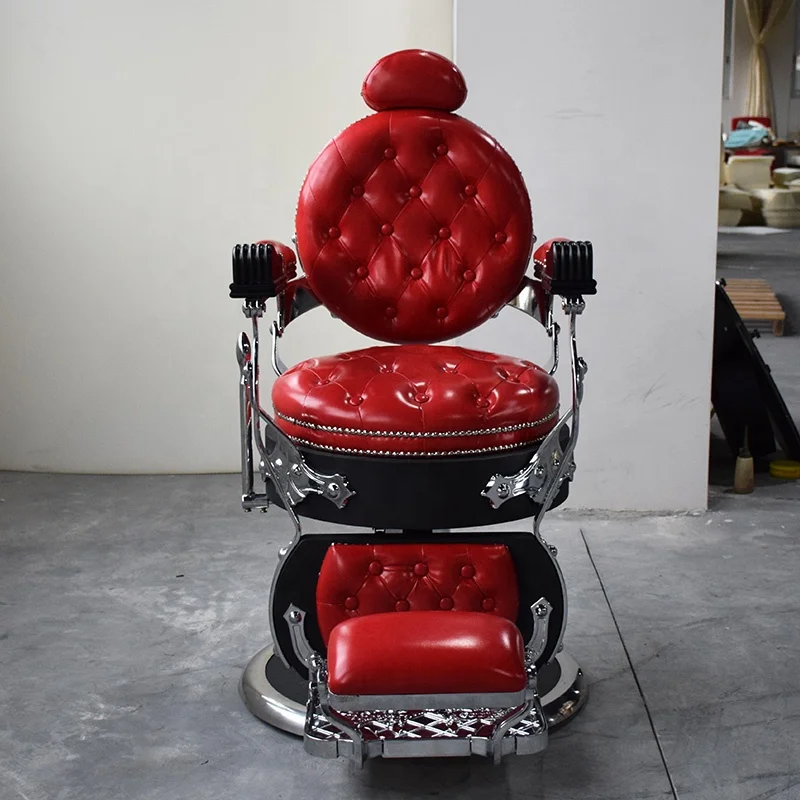 Antique Style Red Silver Barber Shop Hair Styling Chair Salon Barber Chair For Sale Buy Barber