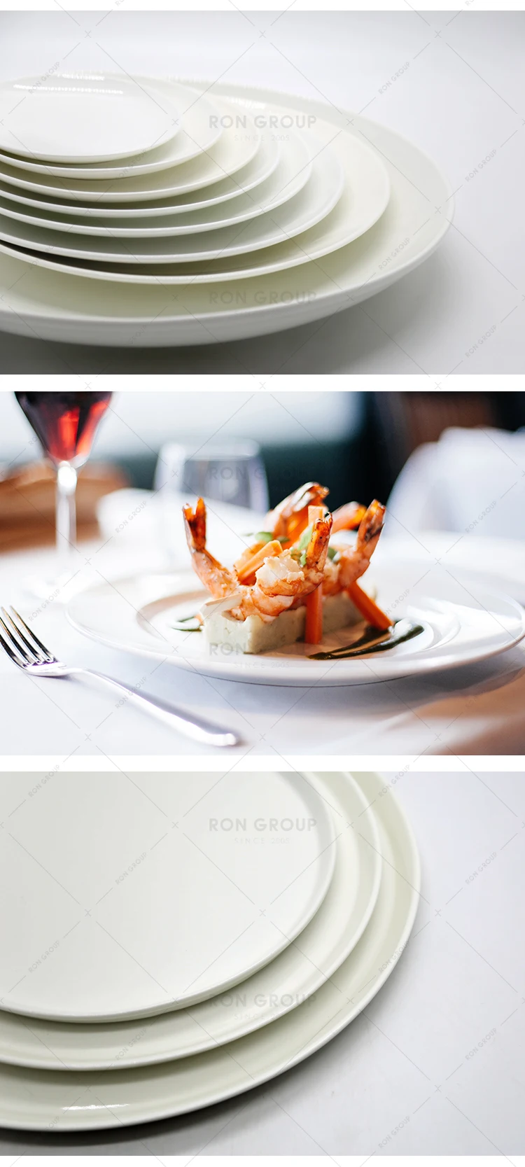 Wholesale high quality dinner food serving white ceramic porcelain wedding event hotel party plates for restaurant