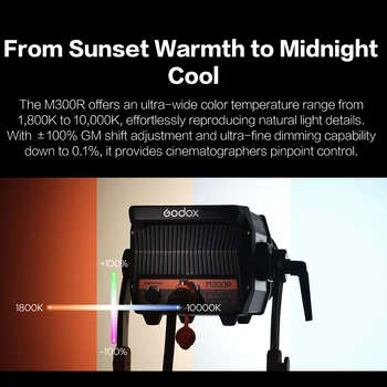 Godox M300R KIT 1800-10000K Daylight Continuous RGB LED Video Light Built-in FX Effects with Portable Case Photographic Lighting detail image