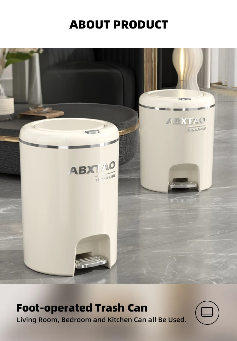 20l 2 in 1 press top  foot pedal trash can modern creamy style trash can press  step on trash can-2