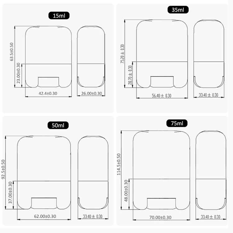 30ml 50ml 75ml Twist Up Stick Tube Round Bottom Pp Empty Biodegradable