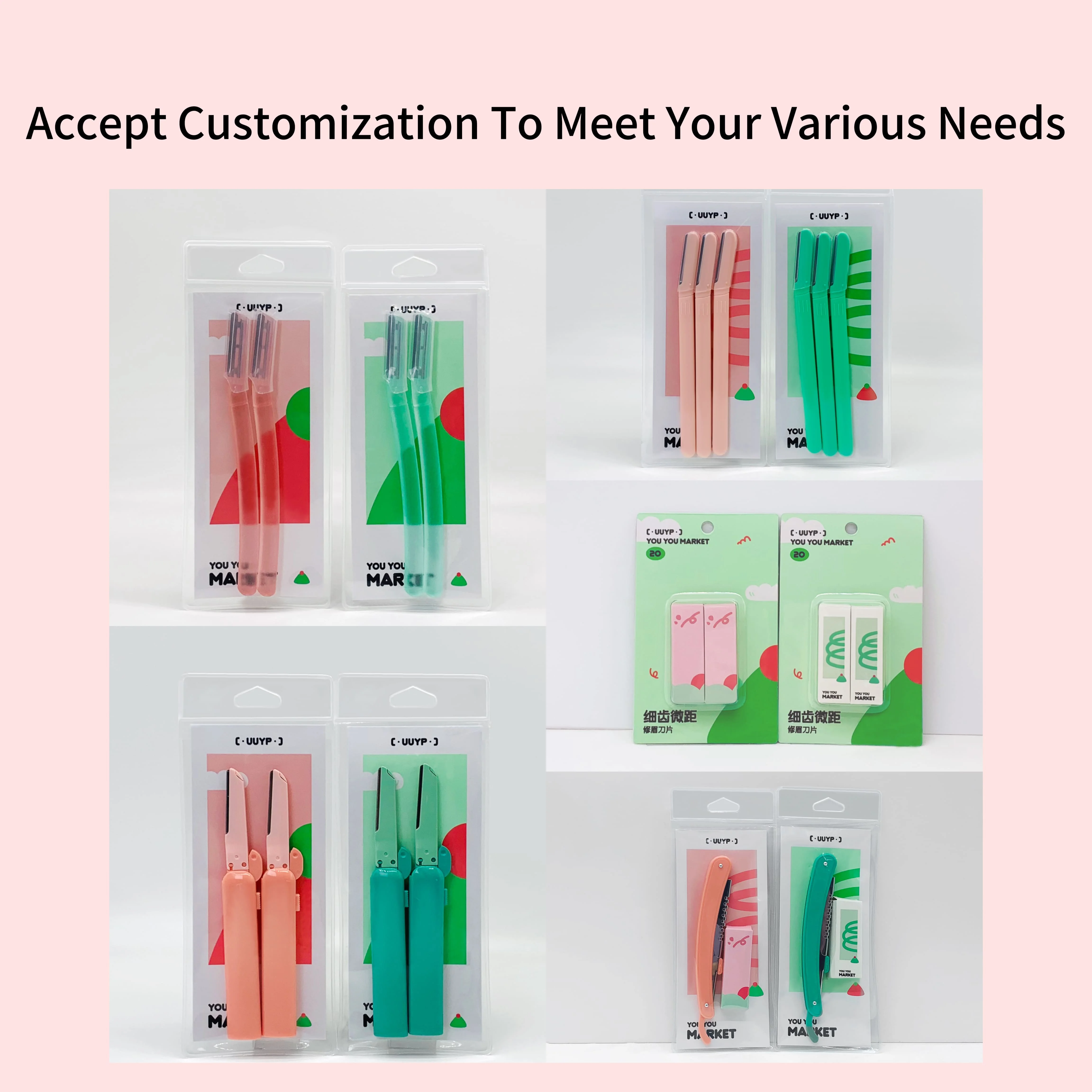 OEM Women's Eco-friendly Portable Dermaplaning Facial Tool 3pcs Stainless Steel Blade Eyebrow Razor Trimmer Metal Plastic Facial Ha40ec3d00bd84606945fa4694a2b7ab5T