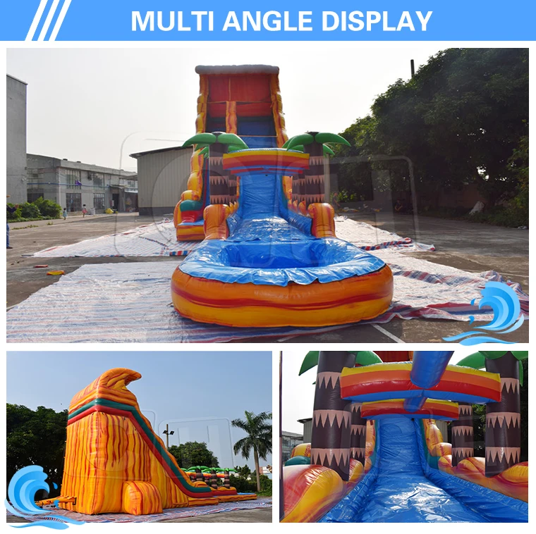 Hot Sale PVC Inflatable Bouncer Big Water Slide with Pool for Inflatable Theme Park factory